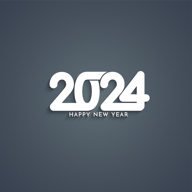 Feliz año nuevo 2024 diseño de texto creativo en vector de fondo oscuro.