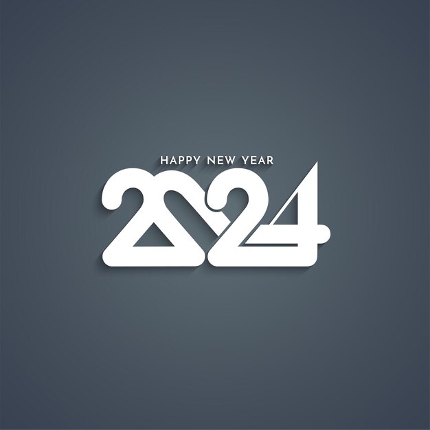 Feliz año nuevo 2024 diseño de texto creativo en vector de fondo oscuro.