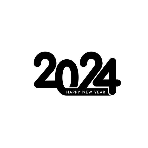 Feliz año nuevo 2024 diseño de texto elegante en vector de fondo blanco