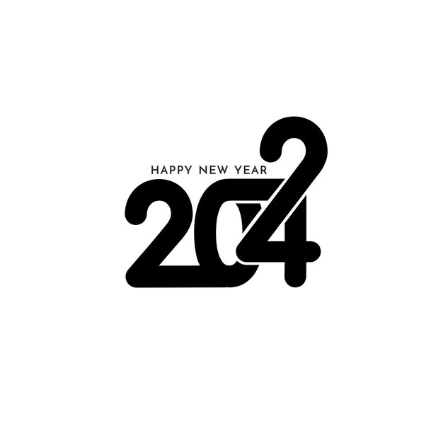 Feliz año nuevo 2024 diseño de texto elegante en vector de fondo blanco