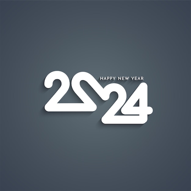 Feliz año nuevo 2024 diseño de texto elegante en vector de fondo oscuro