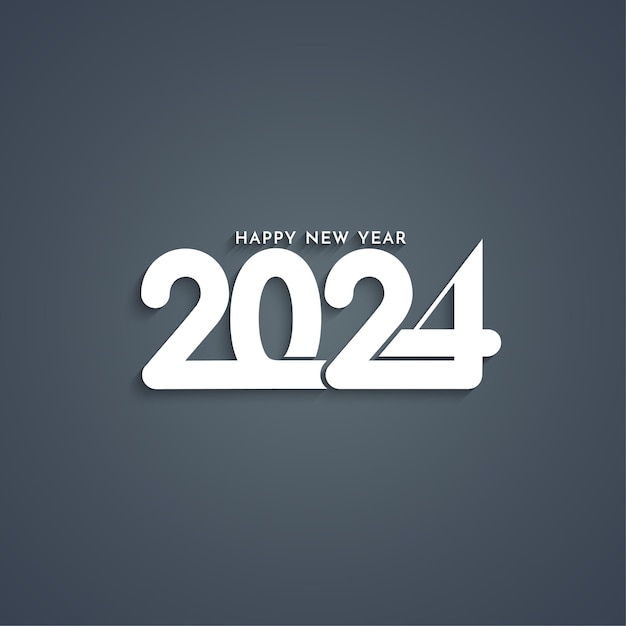 Feliz año nuevo 2024 diseño de texto elegante en vector de fondo oscuro