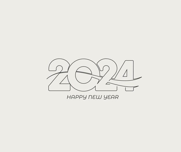 Feliz año nuevo 2024 Elemento de diseño de tipografía de texto diseño de banner de volante