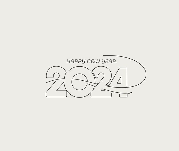 Feliz año nuevo 2024 Elemento de diseño de tipografía de texto diseño de banner de volante