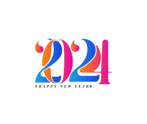 Feliz año nuevo 2024 Elemento de diseño de tipografía de texto diseño de banner de volante