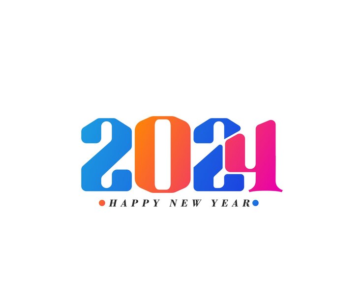Vector gratuito feliz año nuevo 2024 elemento de diseño de tipografía de texto diseño de banner de volante