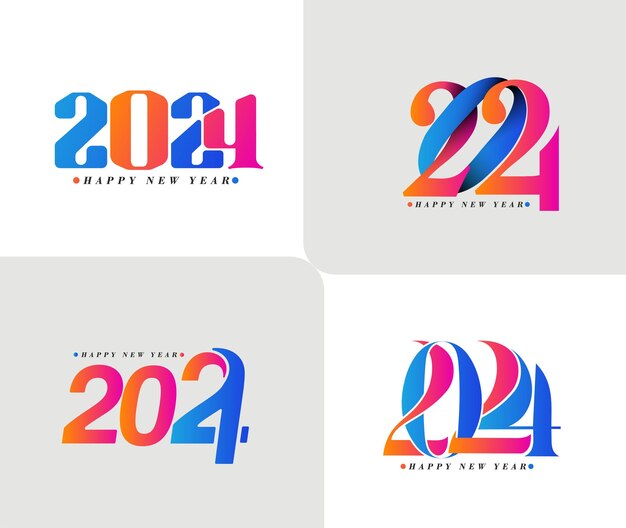Feliz año nuevo 2024 Elemento de diseño de tipografía de texto diseño de banner de volante