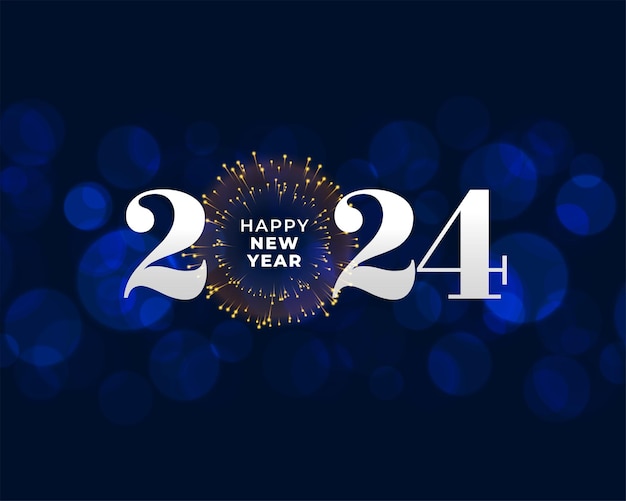 Vector gratuito feliz año nuevo 2024 fondo bokeh con efecto de fuegos artificiales