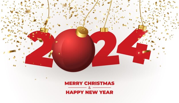 feliz año nuevo 2024 fondo con bolas navideñas