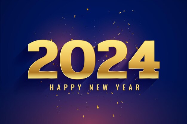 feliz año nuevo 2024 fondo del festival de invierno con vector de confeti dorado