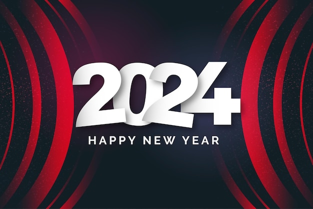 Feliz año nuevo 2024 fondo con formas rojas