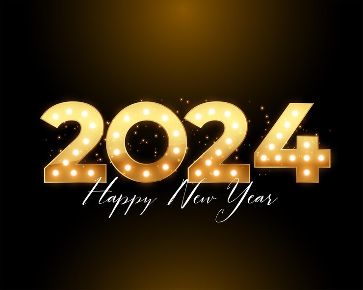 Vector gratuito feliz año nuevo 2024 fondo de invitación con vector de efecto de luz