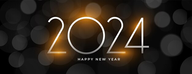 feliz año nuevo 2024 fondo de pantalla oscuro con vector de efecto bokeh