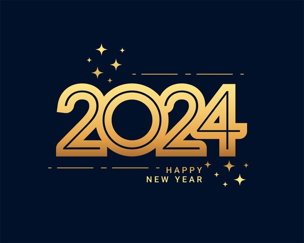 Feliz año nuevo 2024 saludando el diseño de fondo vectorial.