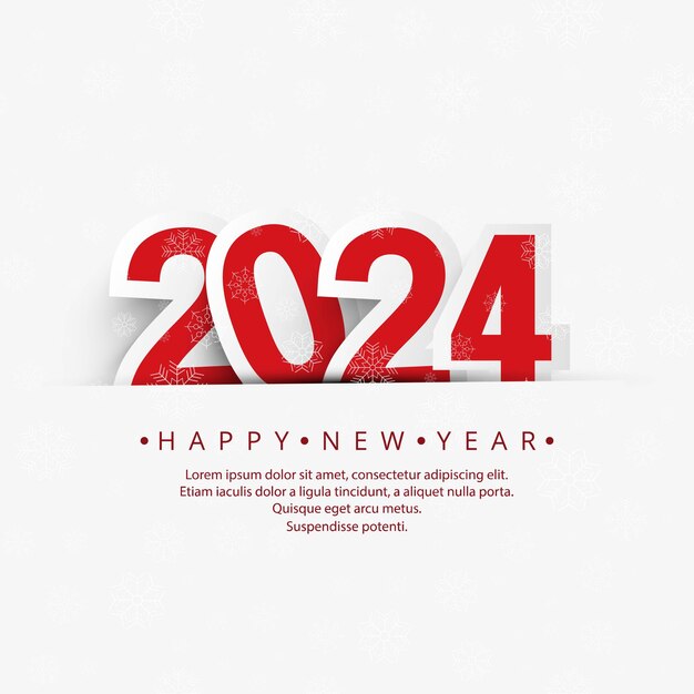 Feliz año nuevo 2024 tarjeta navideña con fondo blanco