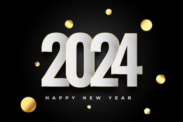 feliz año nuevo 2024 vector de diseño de fondo oscuro