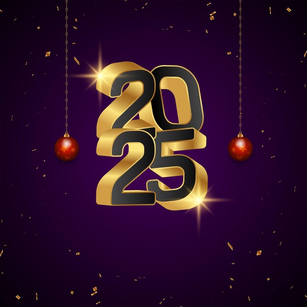 Feliz año nuevo 2025 celebración de fondo con texto dorado