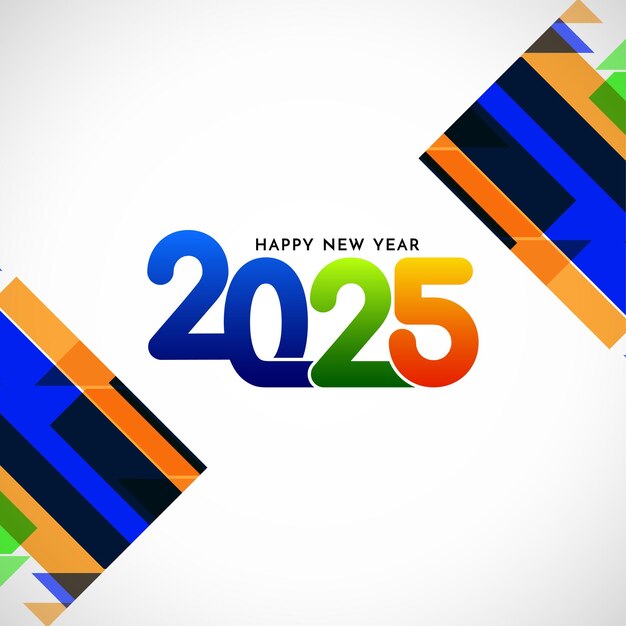 Feliz año nuevo 2025 colorido fondo geométrico moderno