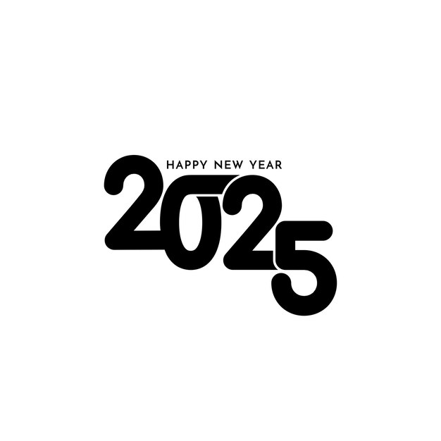 Feliz año nuevo 2025 diseño de texto decorativo fondo elegante