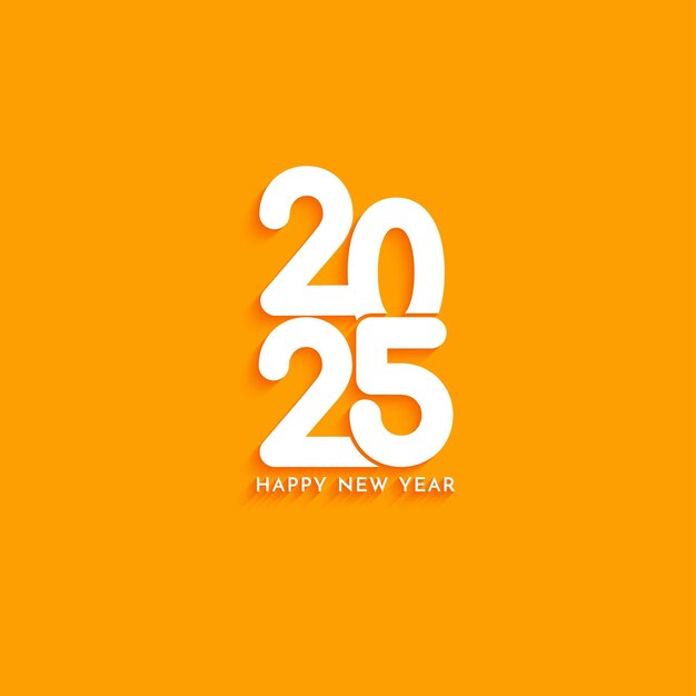 Feliz año nuevo 2025 diseño de texto en fondo amarillo brillante