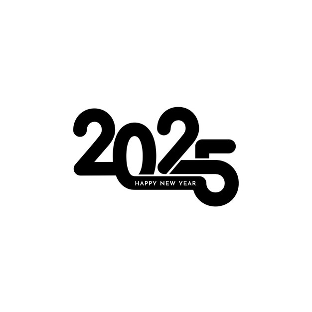 Feliz año nuevo 2025 diseño de texto fondo decorativo