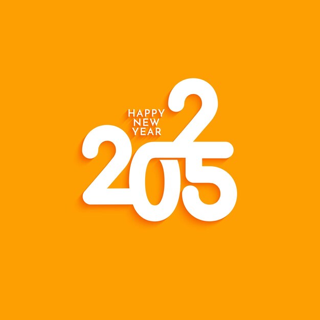 Feliz año nuevo 2025 diseño de texto moderno en fondo amarillo