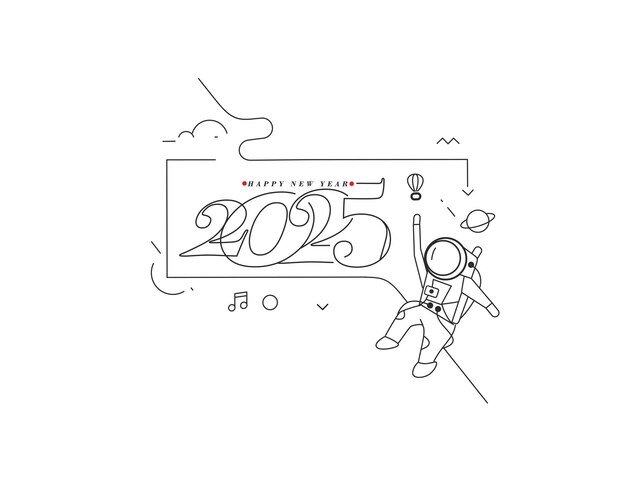 Feliz año nuevo 2025 Diseño de tipografía de texto Elemento de diseño de banner de volante