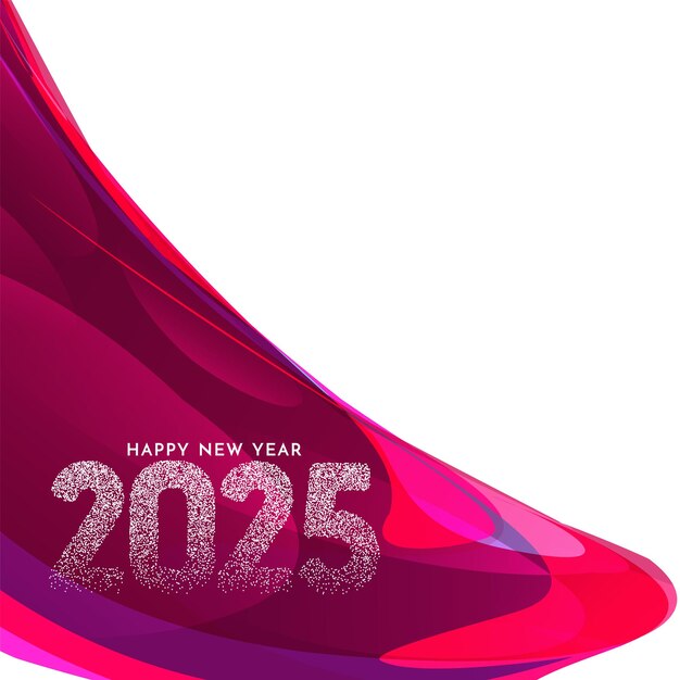 Feliz año nuevo 2025 con fondo de saludo de texto blanco punteado