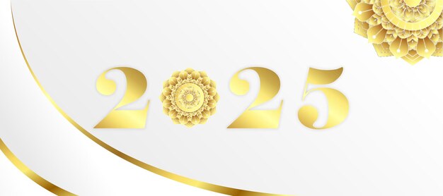Feliz año nuevo 2025 mandala saludo vector de diseño de fondo