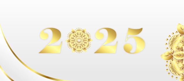Feliz año nuevo 2025 mandala saludo vector de diseño de fondo