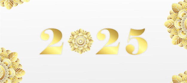 Feliz año nuevo 2025 mandala saludo vector de diseño de fondo