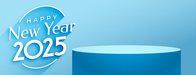 feliz año nuevo 2025 papel tapiz con plataforma de podio 3D