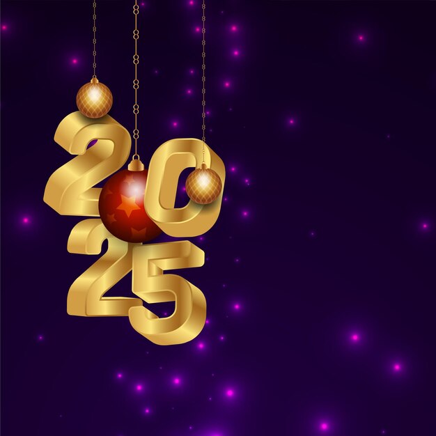 Feliz año nuevo 2025 tarjeta de felicitación con elegante texto dorado