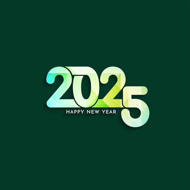 Feliz año nuevo 2025 texto colorido fondo verde