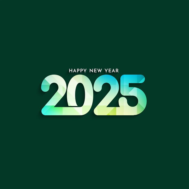Feliz año nuevo 2025 texto con fondo de diseño geométrico