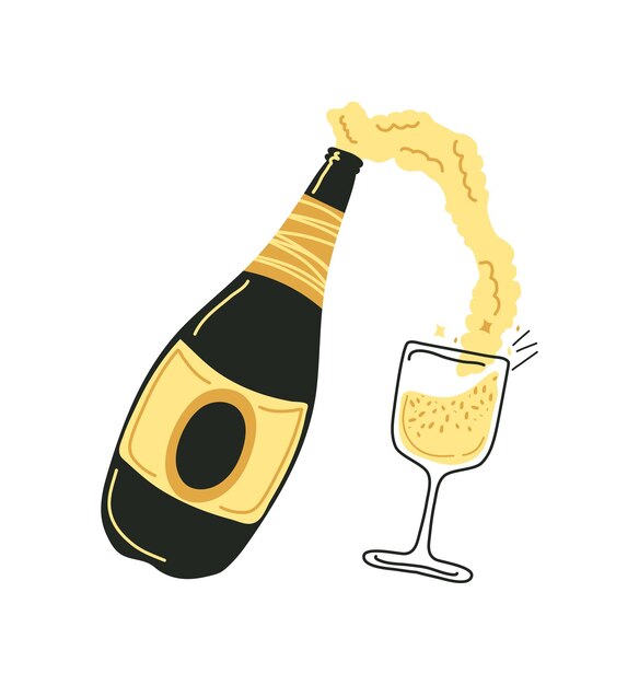 feliz año nuevo bebida ilustración aislada