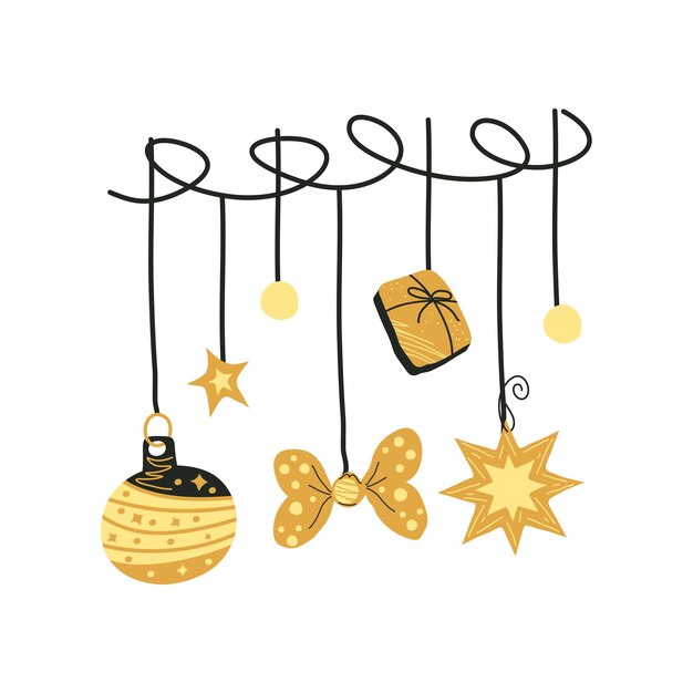 feliz año nuevo bunting ilustración aislada
