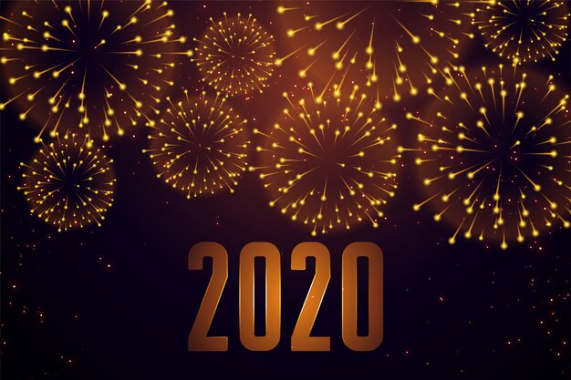 Feliz año nuevo celebración fuegos artificiales 2020
