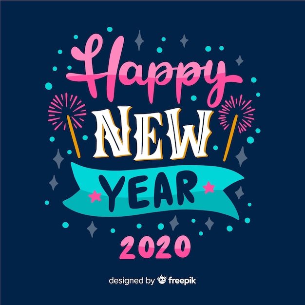 Vector gratuito feliz año nuevo concepto con letras