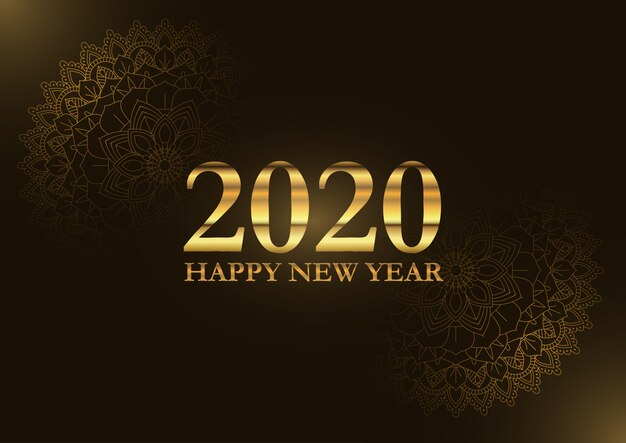 Feliz año nuevo decorativo con diseño de mandala