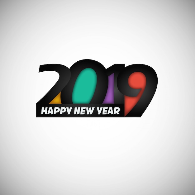 Feliz año nuevo diseño 2019 con fondo blanco