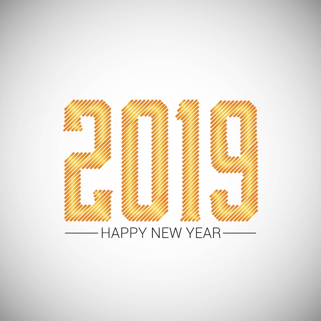 Vector gratuito feliz año nuevo diseño 2019 con fondo blanco