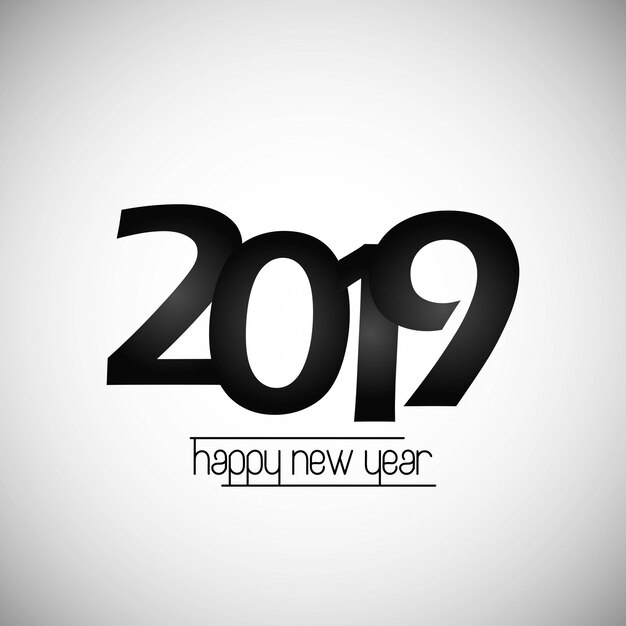 Feliz año nuevo diseño 2019 con fondo blanco