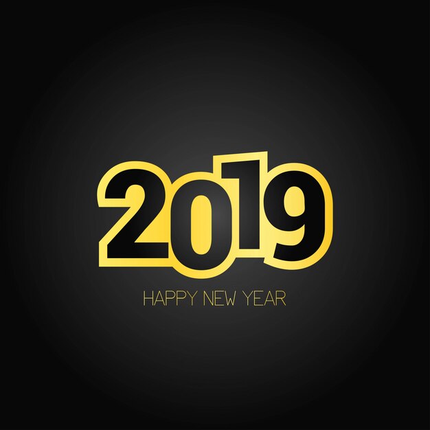 Feliz año nuevo diseño 2019 con fondo oscuro