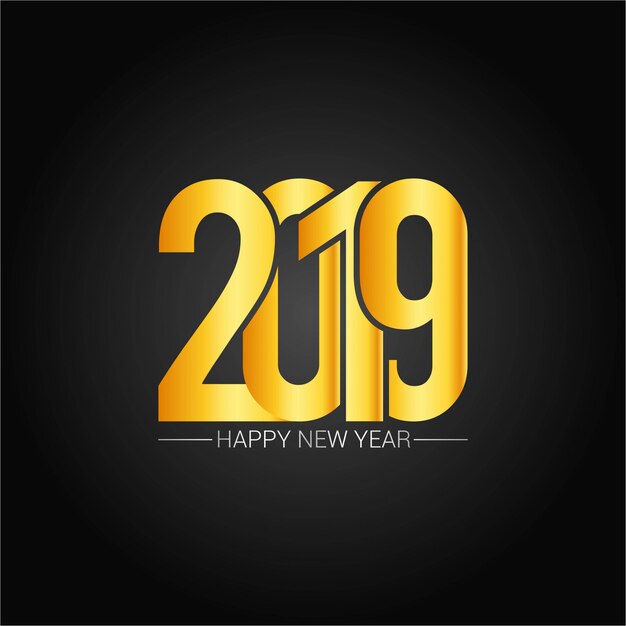 Feliz año nuevo diseño 2019 con fondo oscuro