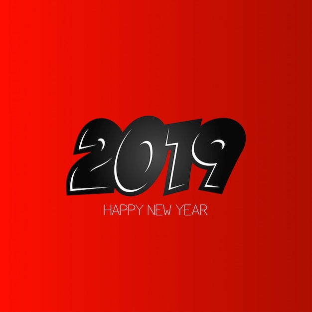 Vector gratuito feliz año nuevo diseño 2019 con fondo rojo