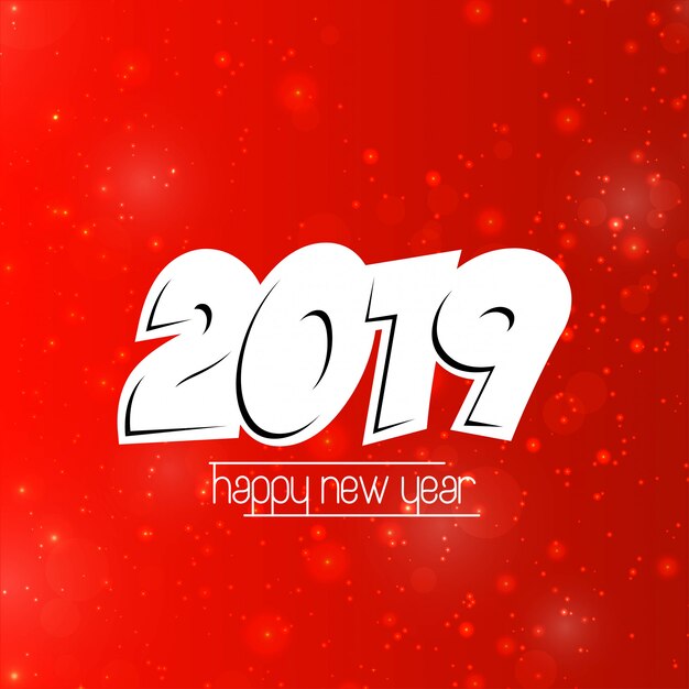 Feliz año nuevo diseño 2019 con fondo rojo