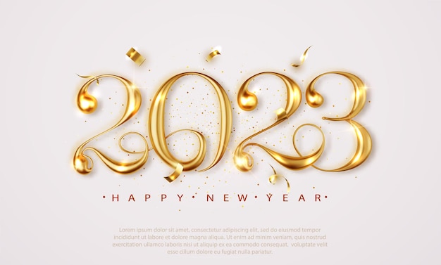 Vector gratuito feliz año nuevo elegante pancarta con confeti cayendo sobre fondo brillante