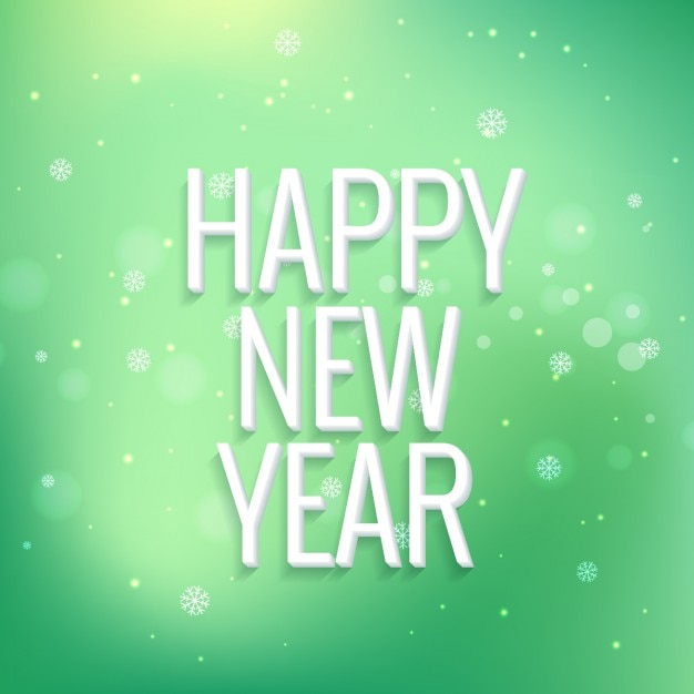 Feliz año nuevo en fondo bokeh verde