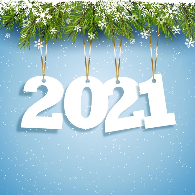 Feliz año nuevo fondo con diseño de números colgantes